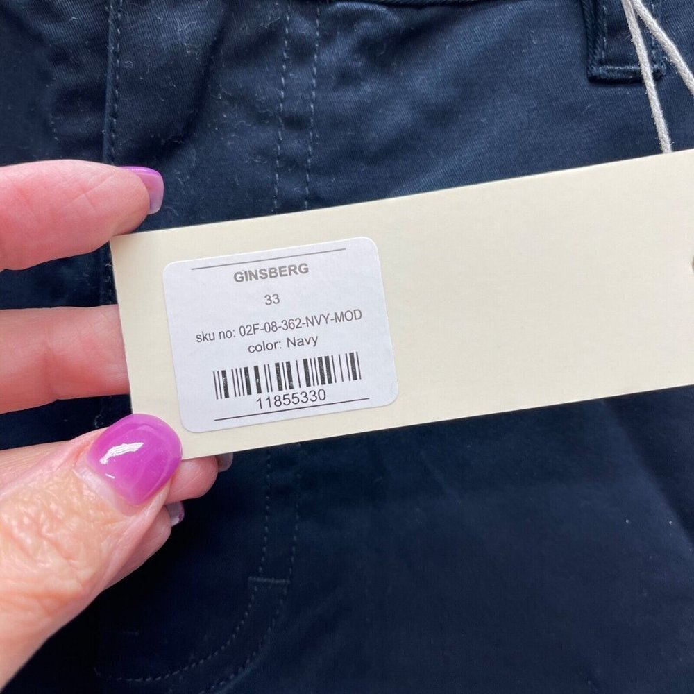 Five Four Shorts Mens 33 Modern Navy Blue  Dress Chino Short Ginsberg 7" Inseam - Picture 2 of 4